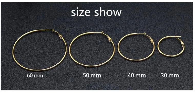 1 Paar 2mm Edelstahl-Creolen Damenohrringe Piercing-Schmuck Allergie-Schutz-Ohrringe Schmuck Großhandel – Detail 3