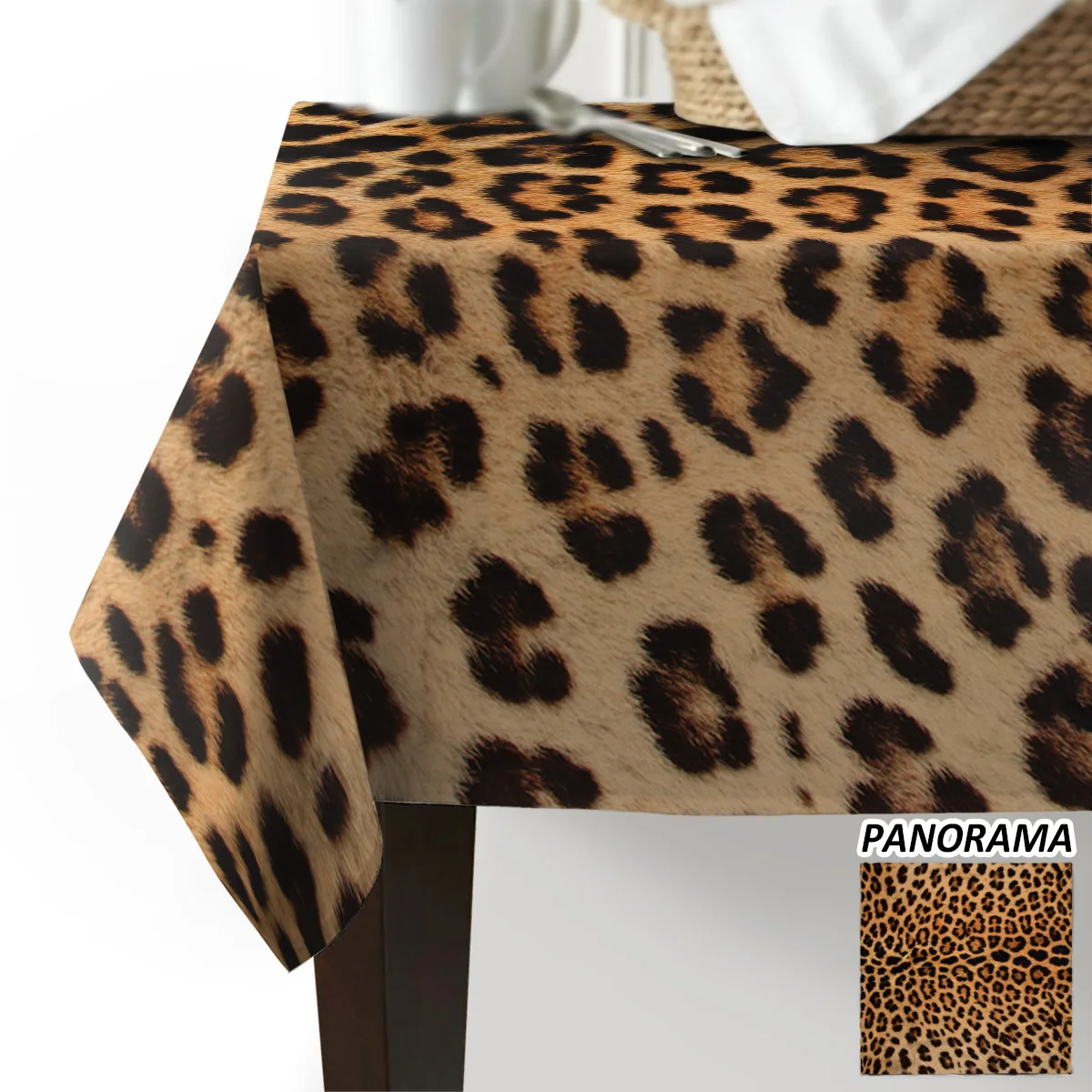 Leopard Print Cotton Linen Tablecloth Spandex Elastic Dining Chair Cover Print Table Cloth for Kitchen Decor