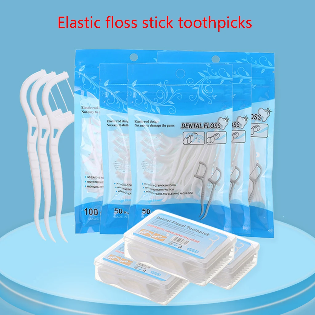 

50/100pcs Dental Floss Flosser Picks Toothpicks Teeth Stick Tooth Cleaning Interdental Brush Dental Floss Pick Oral Hygiene