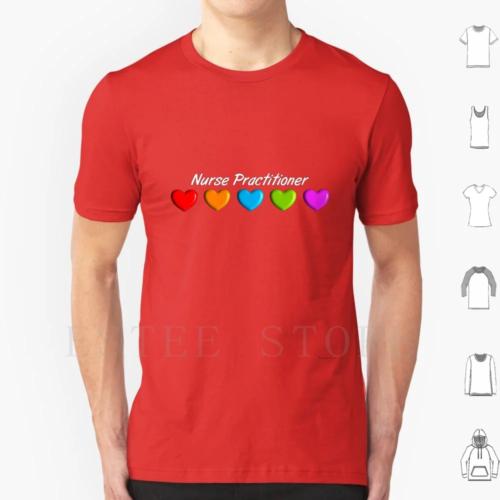 Nurse Practitioner Colorful Hearts T Shirt DIY Big Size 100% Cotton Nurse Practitioner Cnp Certified Nurse Practitioner Nurse