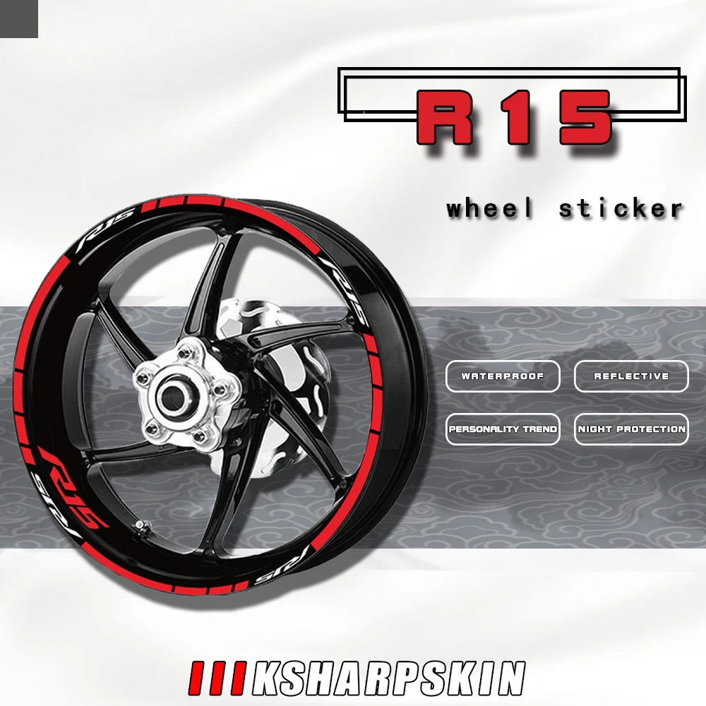 

Motorcycle Rim Multicolor Stripe Applique Night Reflective Warning Sticker Inner Edge Personalized Tape For Yamaha R15 r15
