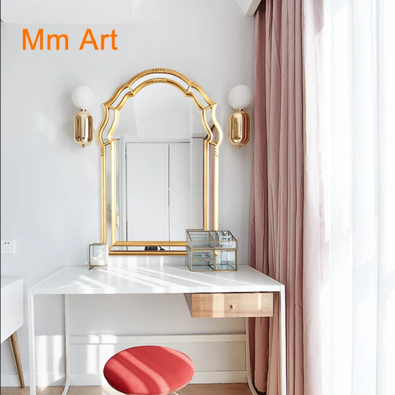 Bathroom Mirror Wall Hanging Makeup Makeup European and American Style Retro Hallway Mirror Decorative Mirror Dressing Mirror