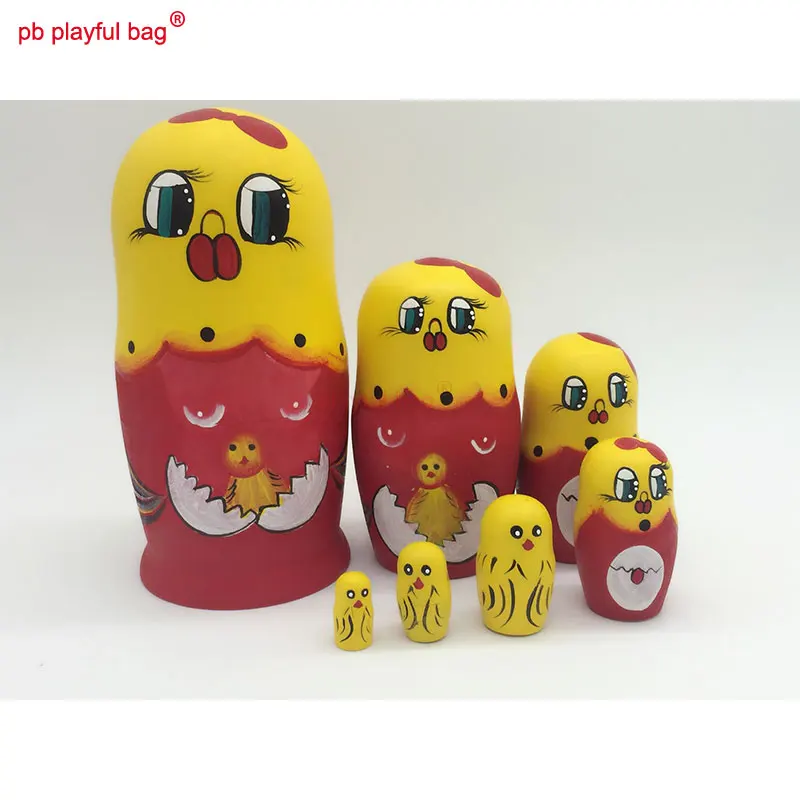 PB Playful bag-muñeco de pollo de siete capas, juguete de madera para manualidades, exquisito, creativo, divertido, regalo de cumpleaños, decoración del hogar, HG68