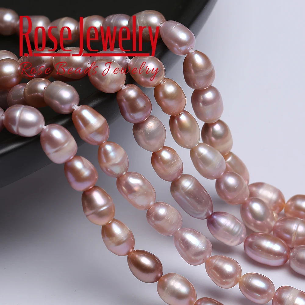 4A Quality 100% Real Natural Freshwater Cultured Pink Pearls Rice Shape Loose Beads 36 cm Strand 3-11 mm Size For Jewelry Making