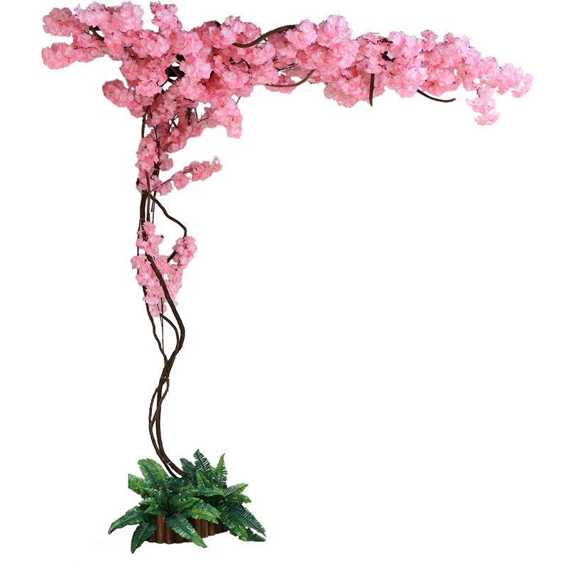 Artificial Cherry Tree Rattan Set, False Flower, Wedding Arch Ornament, Home Hanging Flower Wall, Festival Decoration