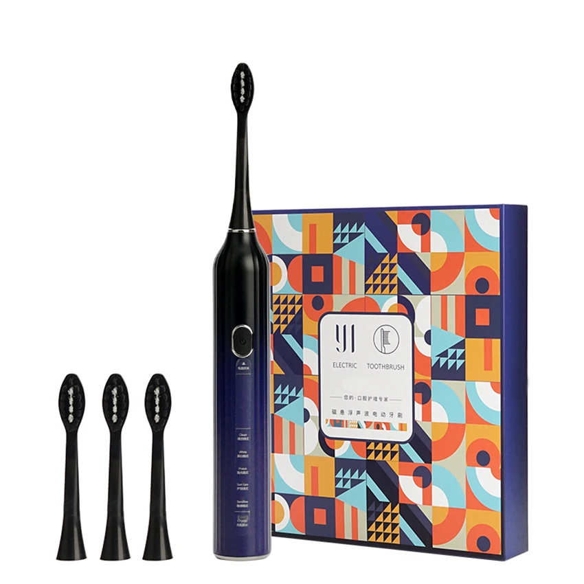 大人用電動歯ブラシ,3つのブラシとヘッドを備えた充電式歯ブラシ,5つのモード,4時間,130日間の急速充電