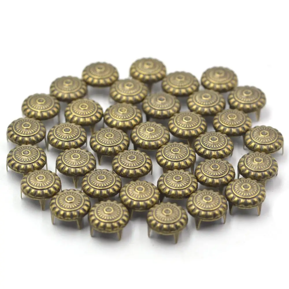 100PCS Wholesale 10mm Bronze Color Antique Dome Stud Claw Rivets DIY Craft Supplies Leathercraft Handmade Decor Accessories