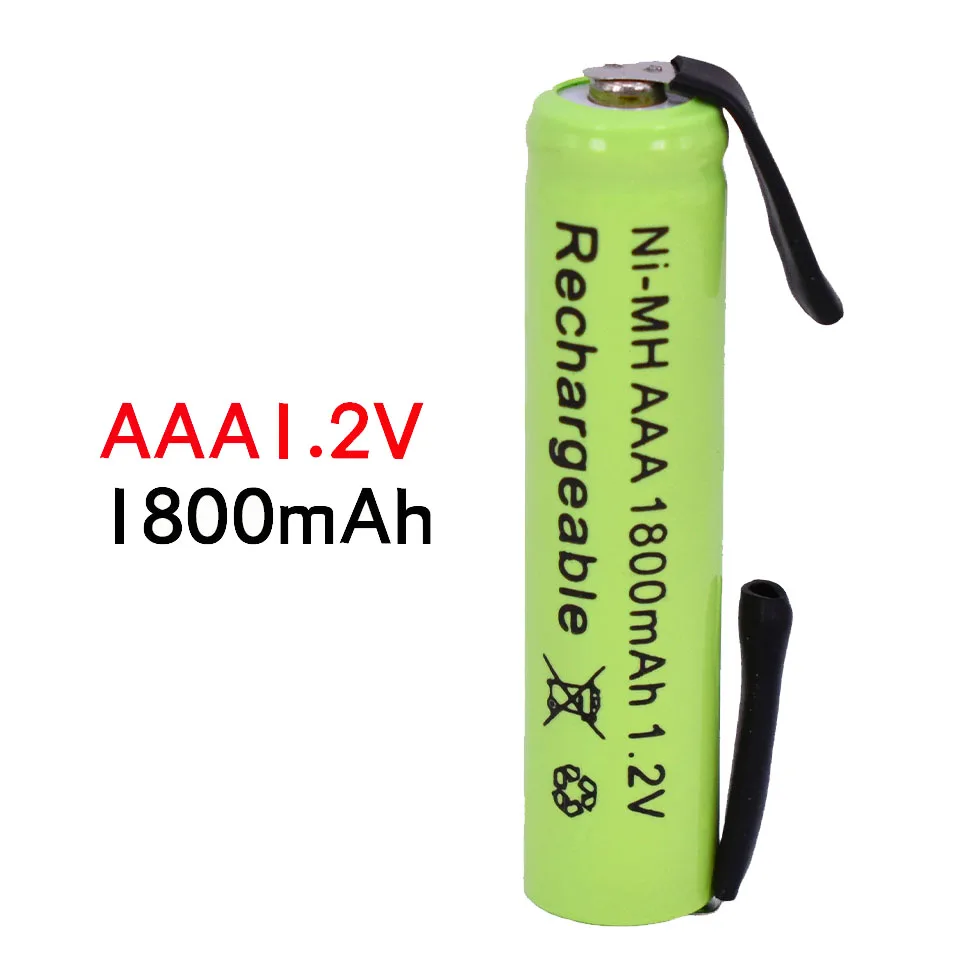 タブ付き充電式バッテリーセル,電気シェーバー,かみそり,歯ブラシ,ne-mh,aaa,1.2v,1800mah