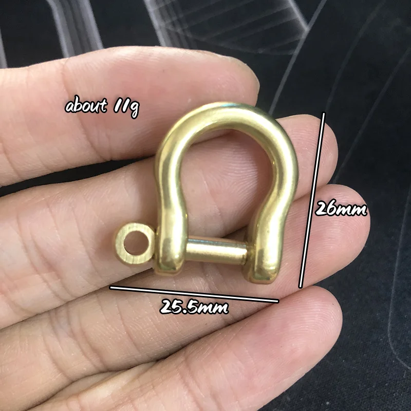 Handmade Brass D shape Bolt Horseshoe Buckle Key Rings DIY Keychain Accessories Retro Copper Keychains Parts Easy to Disassemble