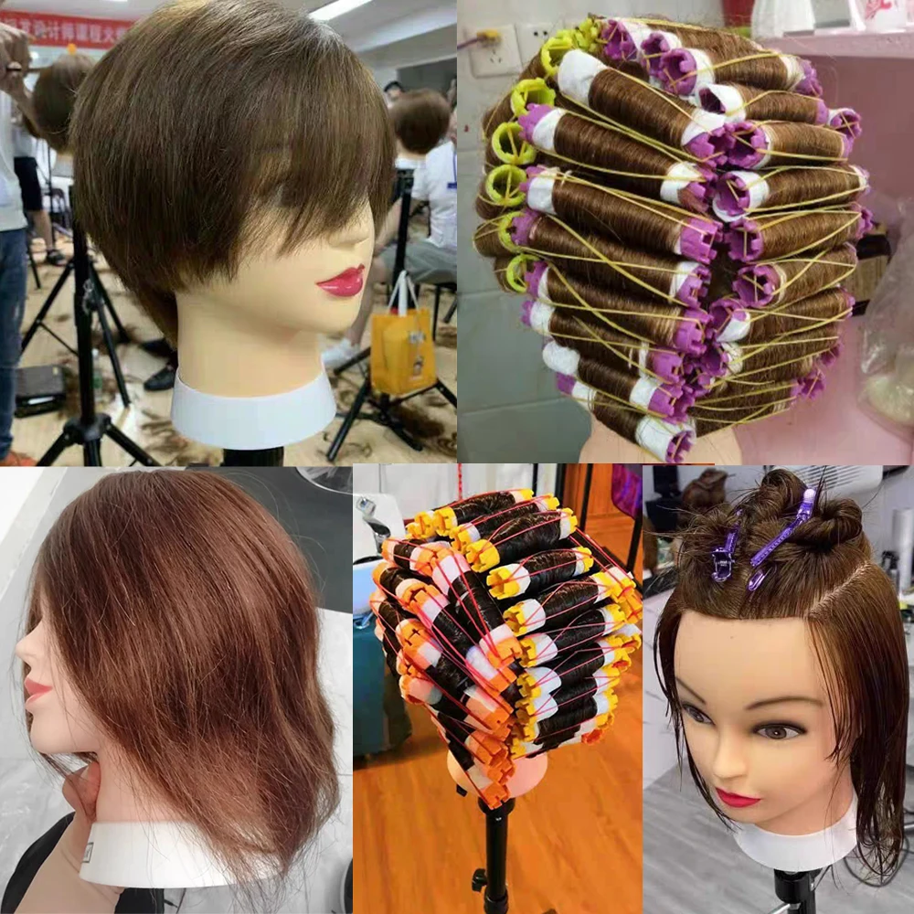 Mannequin Hoofd Met 100% Menselijk Haar, Echt Haar Kosmetiek Mannequin Head Hair Styling Kappers Praktijk Training Pop Hoofd