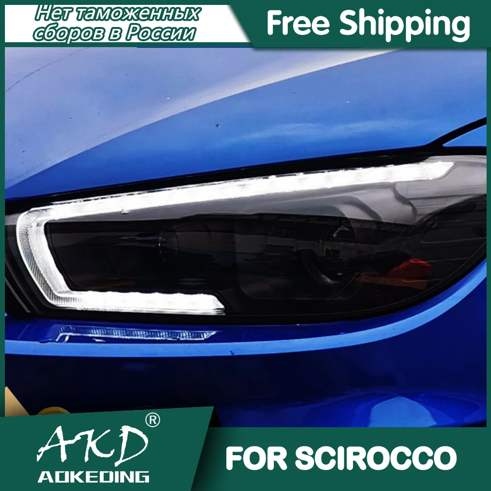 For VW Scirocco Headlights 2009-2017 DRL Day Running Light LED Bi Xenon Bulb Fog Lights Car Accessory Scirocco Head Lamp