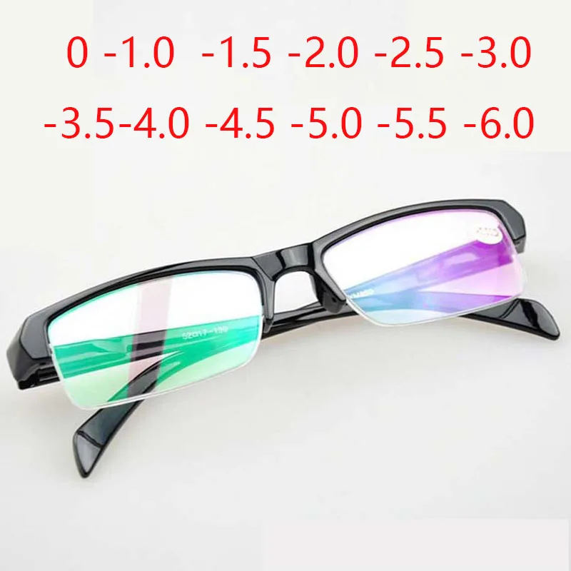 

Male Female Fashion Half Frame Finished Myopia Glasses New Resin Lens Eyewear With Degree -1.0 -1.5 -2.0 -2.5 -3.0 -3.5 -4.0