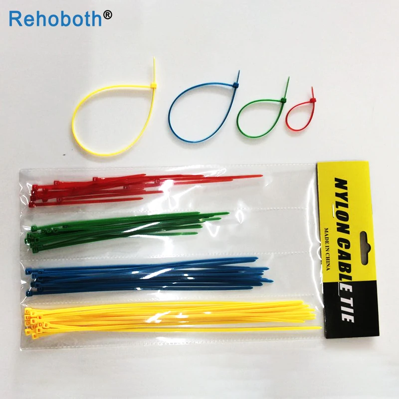 1 Lot 48 pcs Colorful Nylon Cable Ties self-locking Packaging Plastic Zip Tie wrap Strap 3*100mm 3*150mm 3*200mm 4*250mm