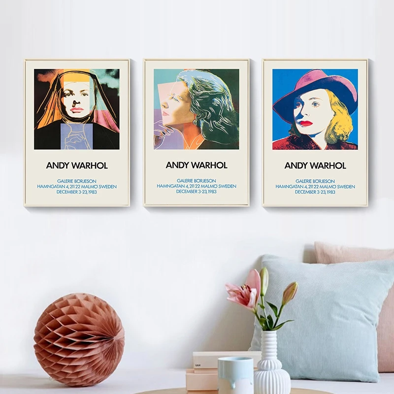 Vintage Fine Art Canvas Poster Andy Warhol's Exhibition Posters Gallery Wall Art Print Painting Modern Art Decorative Picture