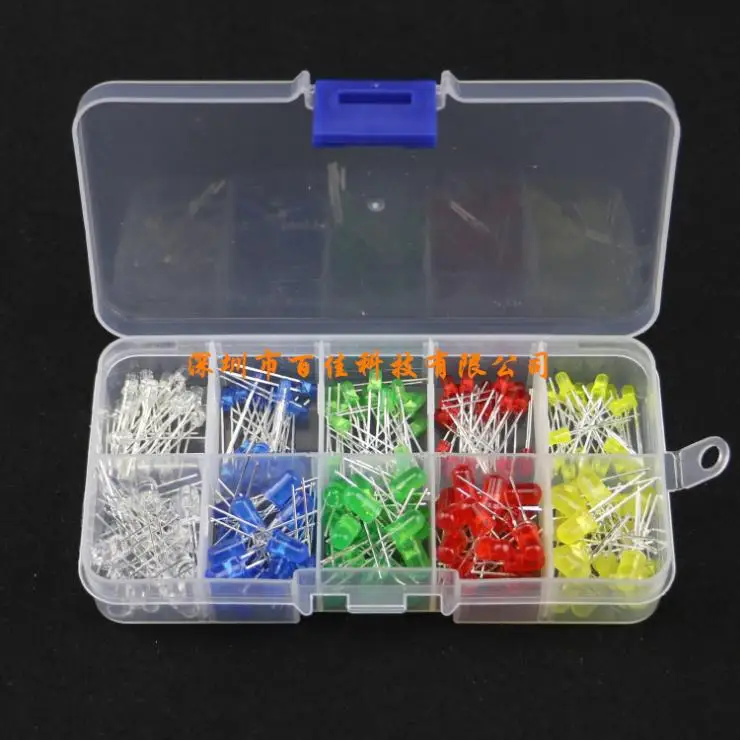 200Pcs 3mm 5mm plug-in LED licht emittierende diode lampe transistor set