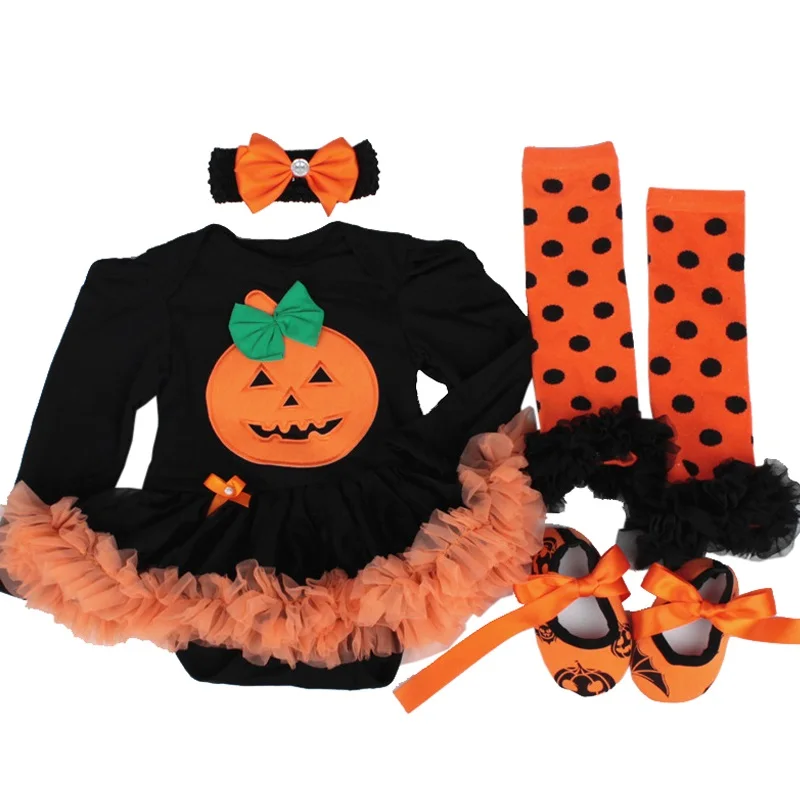 Halloween Baby Girl Sprint Suit Pumpkin Cosplay Girls Infant Clothes Sets Newborn Baby Bebe Rompers Halloween Party Cosplay Gift