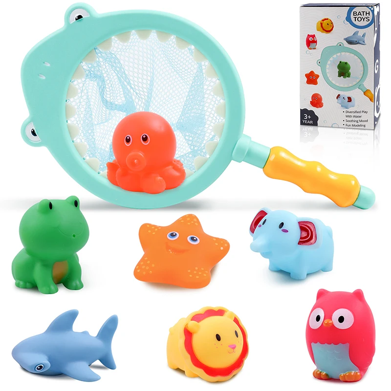 

Baby Squirt Bath Toy 8 Pcs Small Animals Squirter Floating Bathtub Playset Educational Toddlers Bath Toys Children's Day Gift