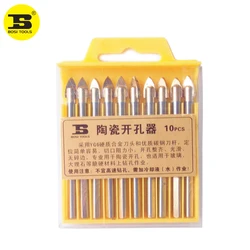 BOSI 10Pc 6mm Porcelain Spear Head Ceramic Tile Glass Marble Drill Bits Set