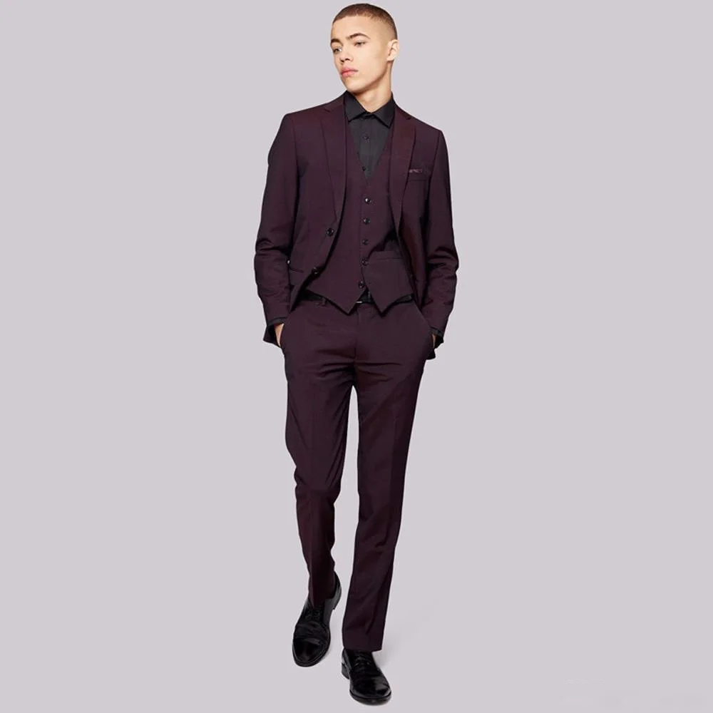 

2020 Custom Made Mens Three Pieces Suit for Wedding Two Button Slim Fit Bridegroom(Pants+Jacket+Vest) Notched Lapel Man Suit