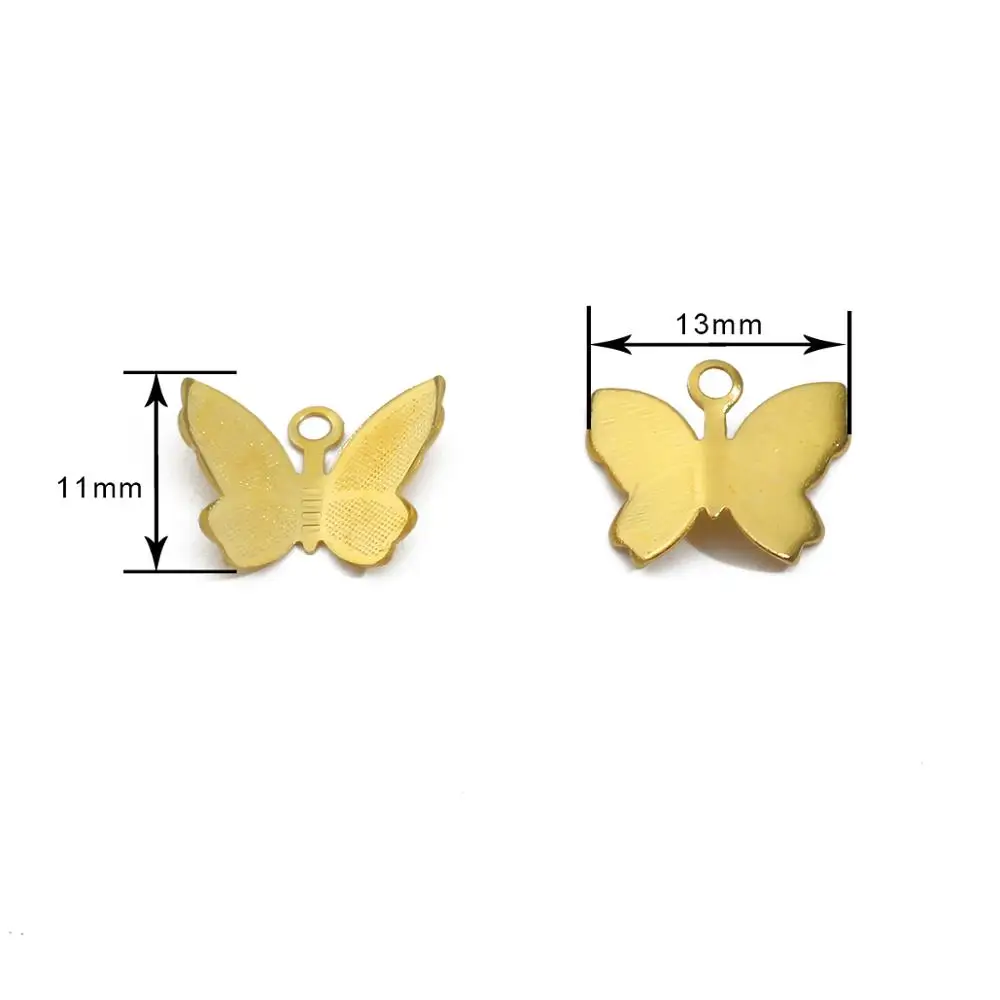 50pcs 11x13mm Butterfly Charms Copper Accessories Parts Connectors Pendants for DIY Earrings Bracelet Necklace Jewelry Making