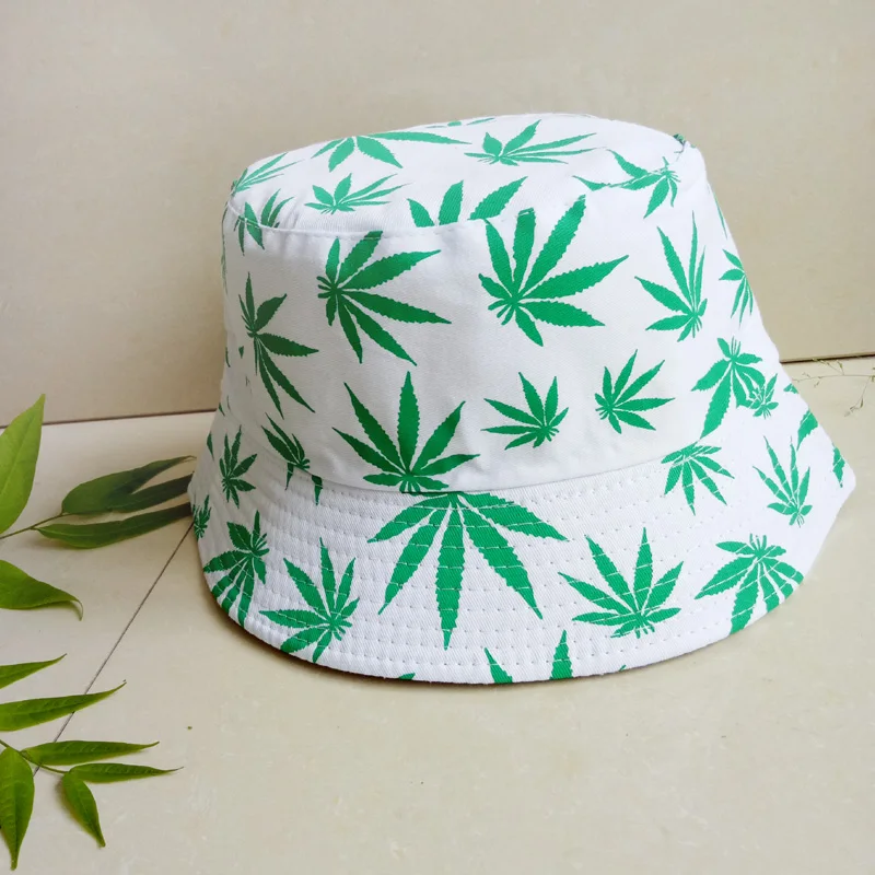 Hip Hop Cap Maple Leaf Bucket Hat Women Cotton Men Fishing Summer Panama Hat Sun Flat Couple Top Fisherman Hats Caps Boonie Gift