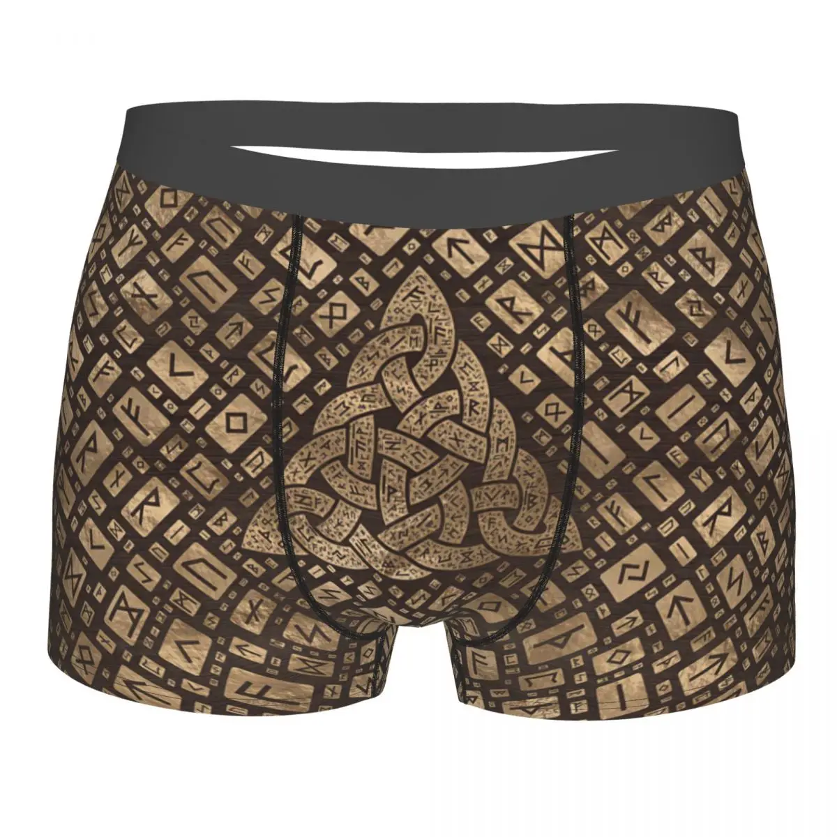 

Triquetra And Runic Alphabet Wood And Gold Underpants Breathbale Panties Male Underwear Print Shorts Boxer Briefs