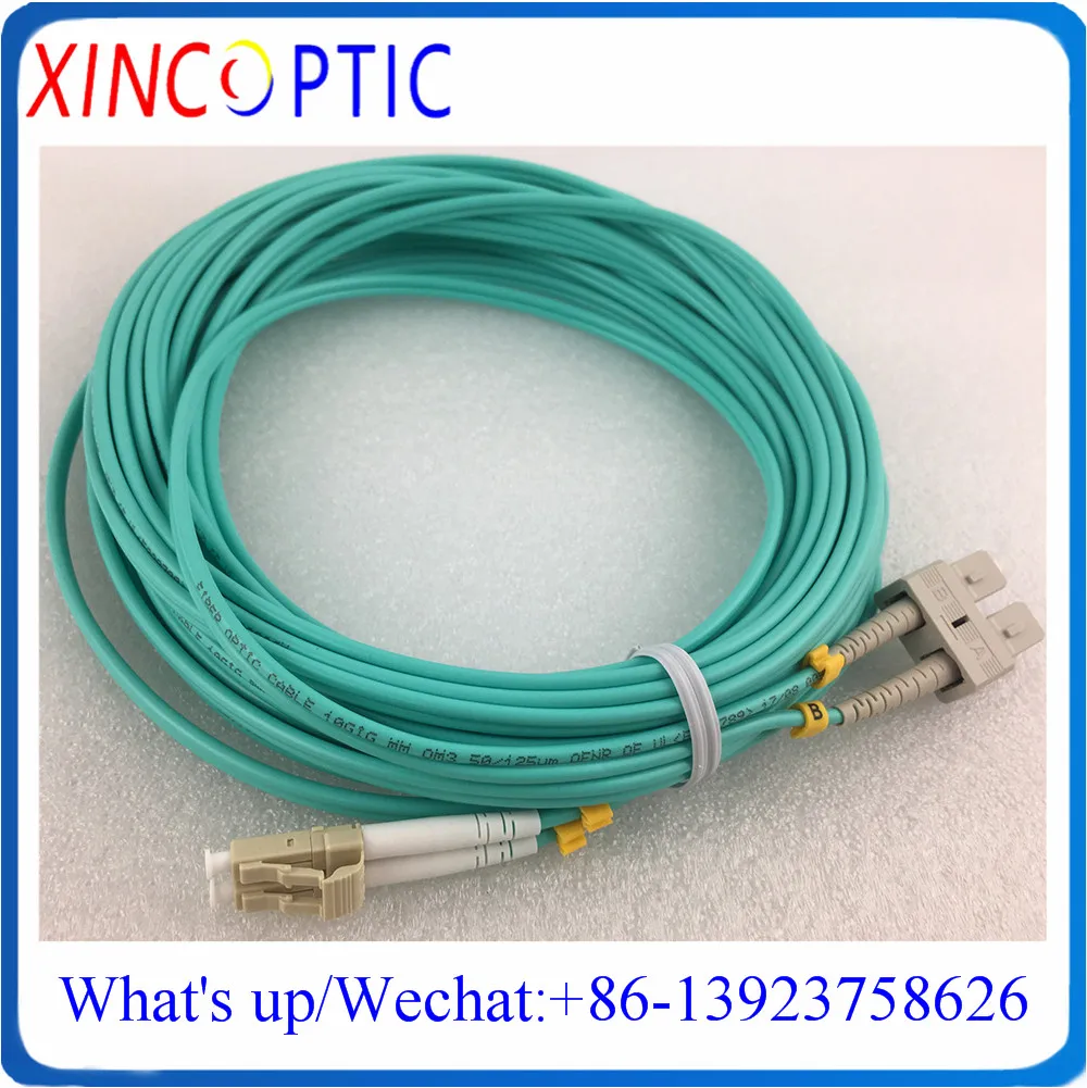 SC-LC OM3 DX 5M Fiber Patchkabel, SC/UPC-LC/UPC MM(OM3-150),DX, 3,0mm,1/2/3/5M,Aqua LSZH Jacke, fiber Optische Patchkabel Stecker