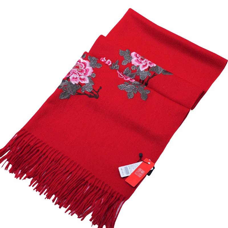 Cashmere Head Scarves Women Elegant Lady Carf And Warm Shawl Long Floral Embroider Stoles Bandana Scarf Hijab Travel Blanket