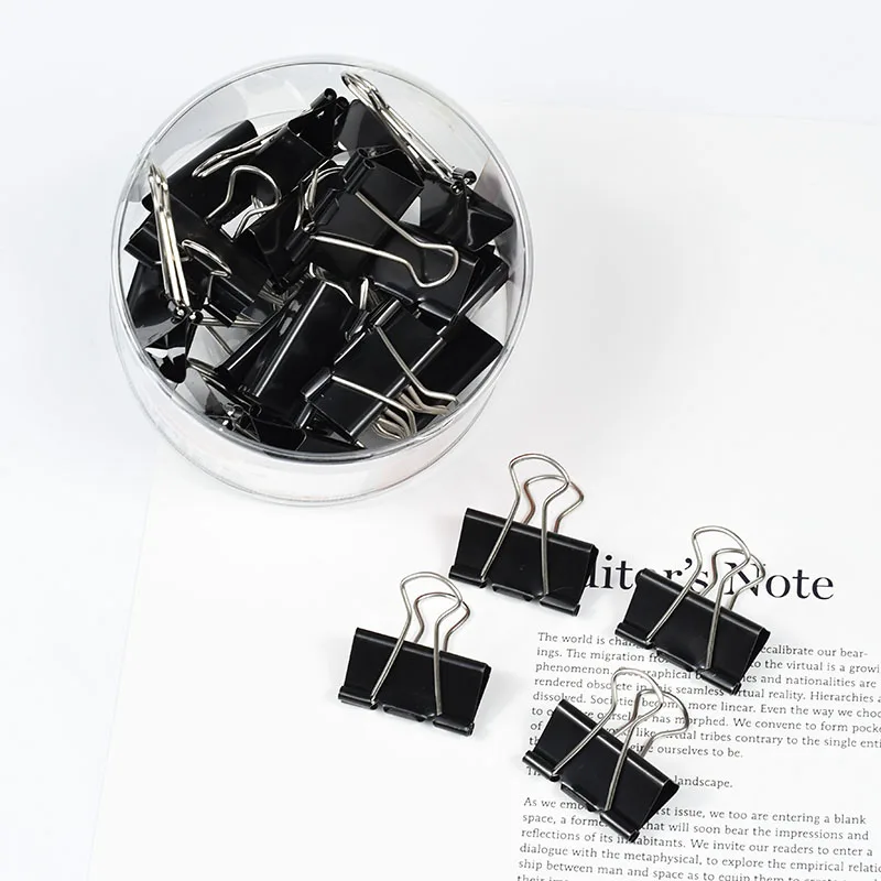 

6332B Metal Binder Clips Black Paper Clips 30/50mm Black Home Office Books File Paper Organizer Clip Food ClipsStrong clamping