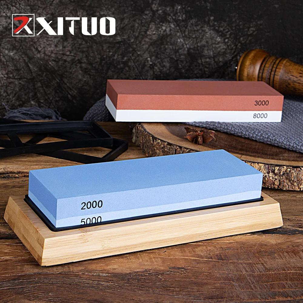 XITUO Kitchen Knife Sharpener Whetstone Quick Sharpening Stones  Water Grinding Stone 2-IN-1 2000 5000 10000 grit Accessories