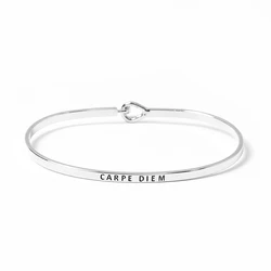 CARPE DIEM Inspirational Letters Bangle Fashion Jewelry Silver Rose Gold Color Cuff Bracelets & Bangles For Women Man Party Gift