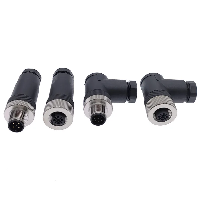 Sensor connector M12 waterproof male&female straight&angle screw threaded plug coupling 4 5 8 Pin A type