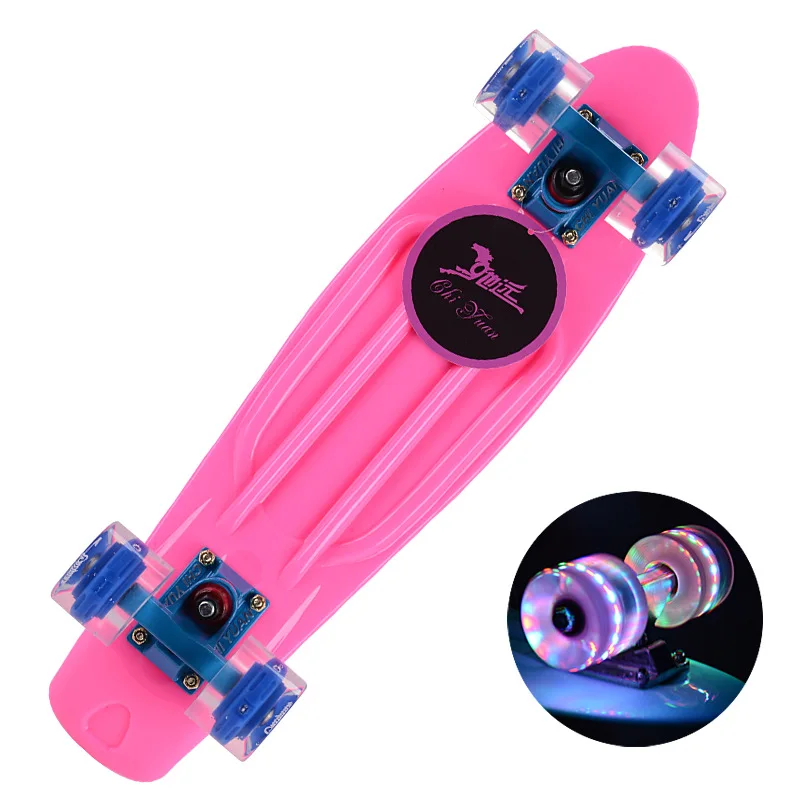 Penny Board Mini Cruiser, Retro Travel Portable Skateboard, Complete Ready to Ride Fish Boards, 22 Inch