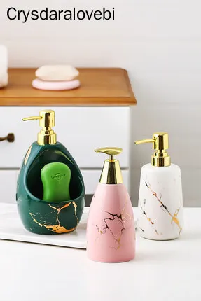 Milky Ceramic Toiletries Bathroom Accessories Set Marble Porcelain Toothbrush Holde Soap Dispenser Bathroom Tray Home Decoration