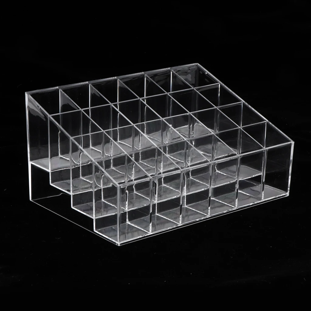 24 Grids Lipstick Nail Polish Holder Display Clear Acrylic Makeup Organizer