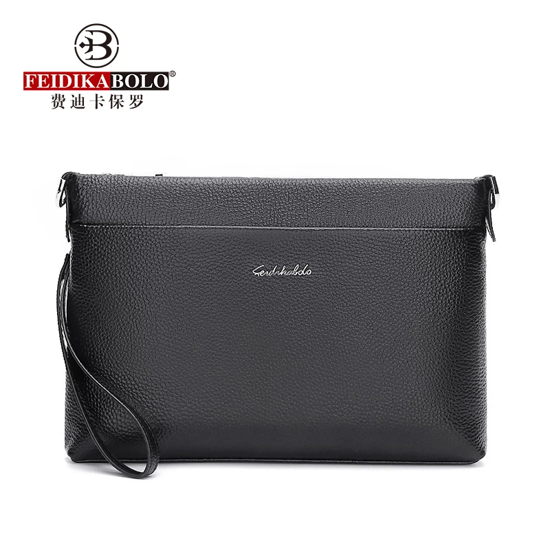 FEIDIKABOLO Genuine Leather Men\'s Clutch Bag New Fashion High Quality Real Leather Long Wallet Phone Purse Man Shoulder Bag