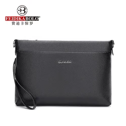 FEIDIKABOLO Genuine Leather Men's Clutch Bag New Fashion High Quality Real Leather Long Wallet Phone Purse Man Shoulder Bag