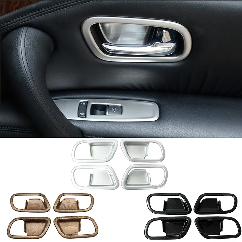 Car Interior Mouldings For Nissan Patrol Y62 2013 2014 2015 2016 2017 Inner Door Handle Bowl Sticker Case Accessories 4pcs