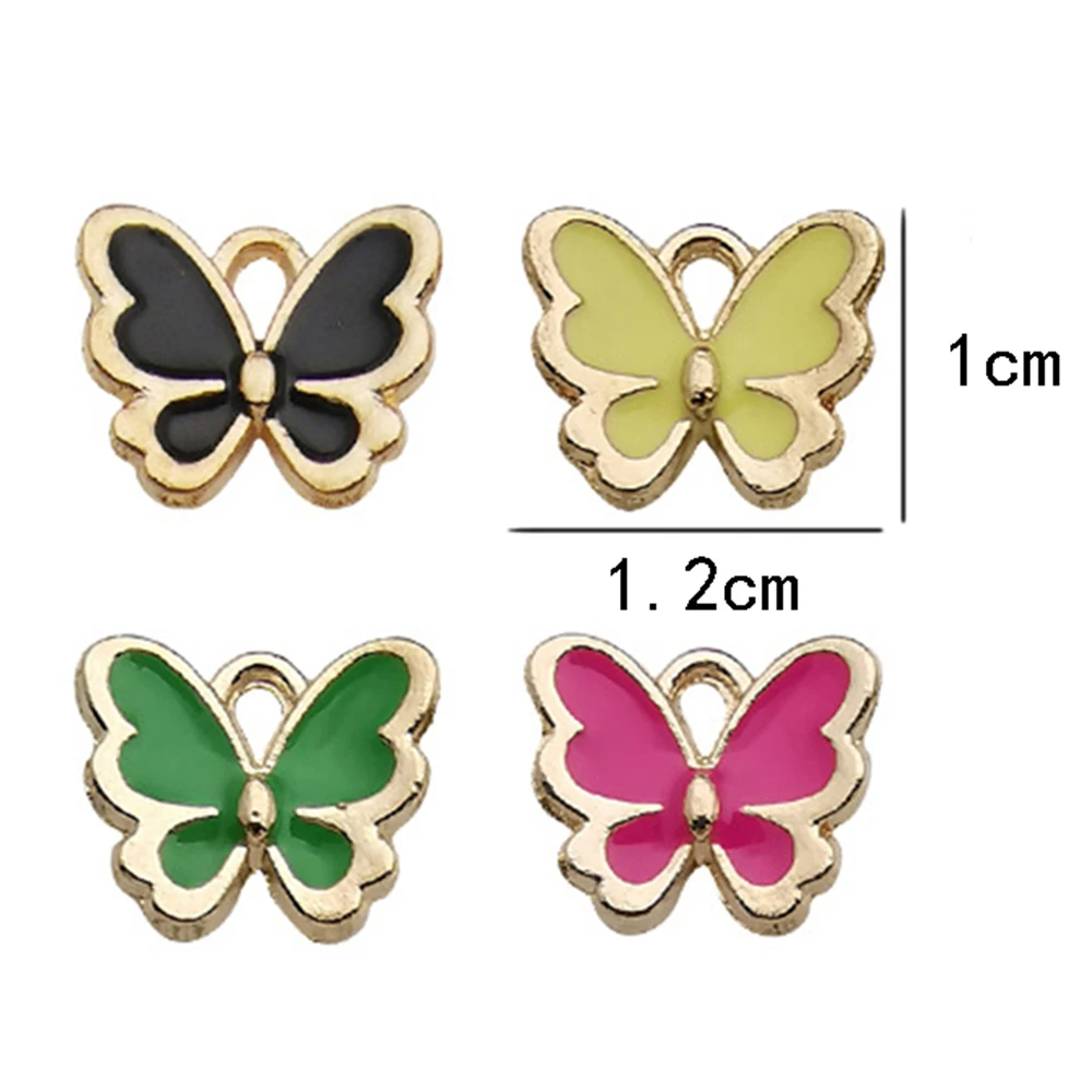 20Pcs/Lot Multicolor Enamel Butterfly Charm For Jewelry Making Supplies Cute Alloy Pendant Women's Bracelet Necklace Accessories