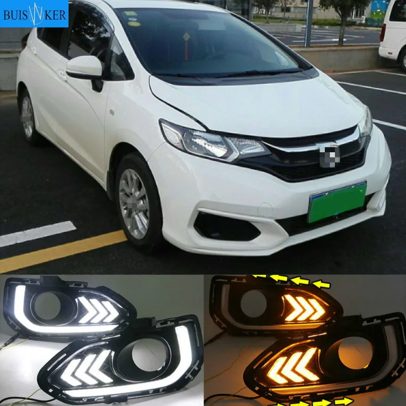 

2PCS LED Daytime Running Light For Honda Fit Jazz 2018 2019 2020 Car Accessories Waterproof 12V DRL LED Fog Lamp Decoration