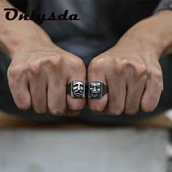 Bague gothic anillos mujer Individuality Ornaments Stainless steel Mask Vintage Ring For Men Bulk Jewelry Boyfriend Gift OSR263