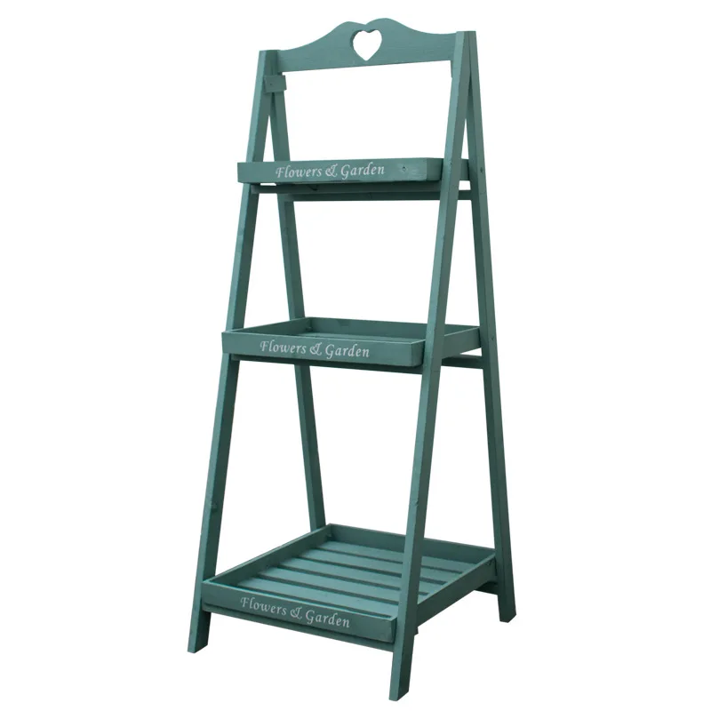 Installation-free American Retro Multi-layer Solid Wood Green Plants Ladder Flower Stand Balcony Floor Type Ladder Plant