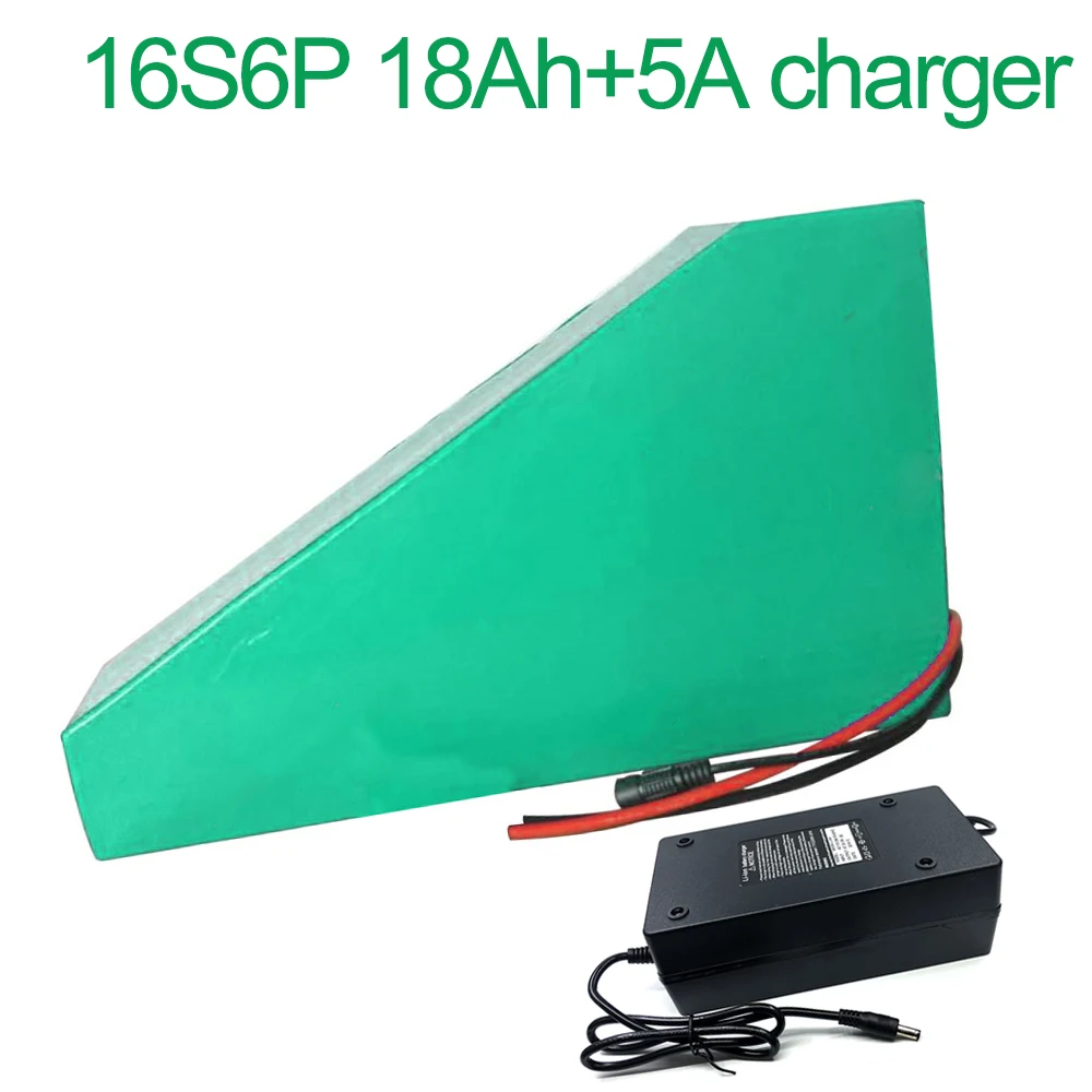 With 5A charger 60V 18Ah 16S6P 18650 Li-ion Battery electric two Three wheeled motorcycle bicycle  ebike 260*250*180*70*70*45mm