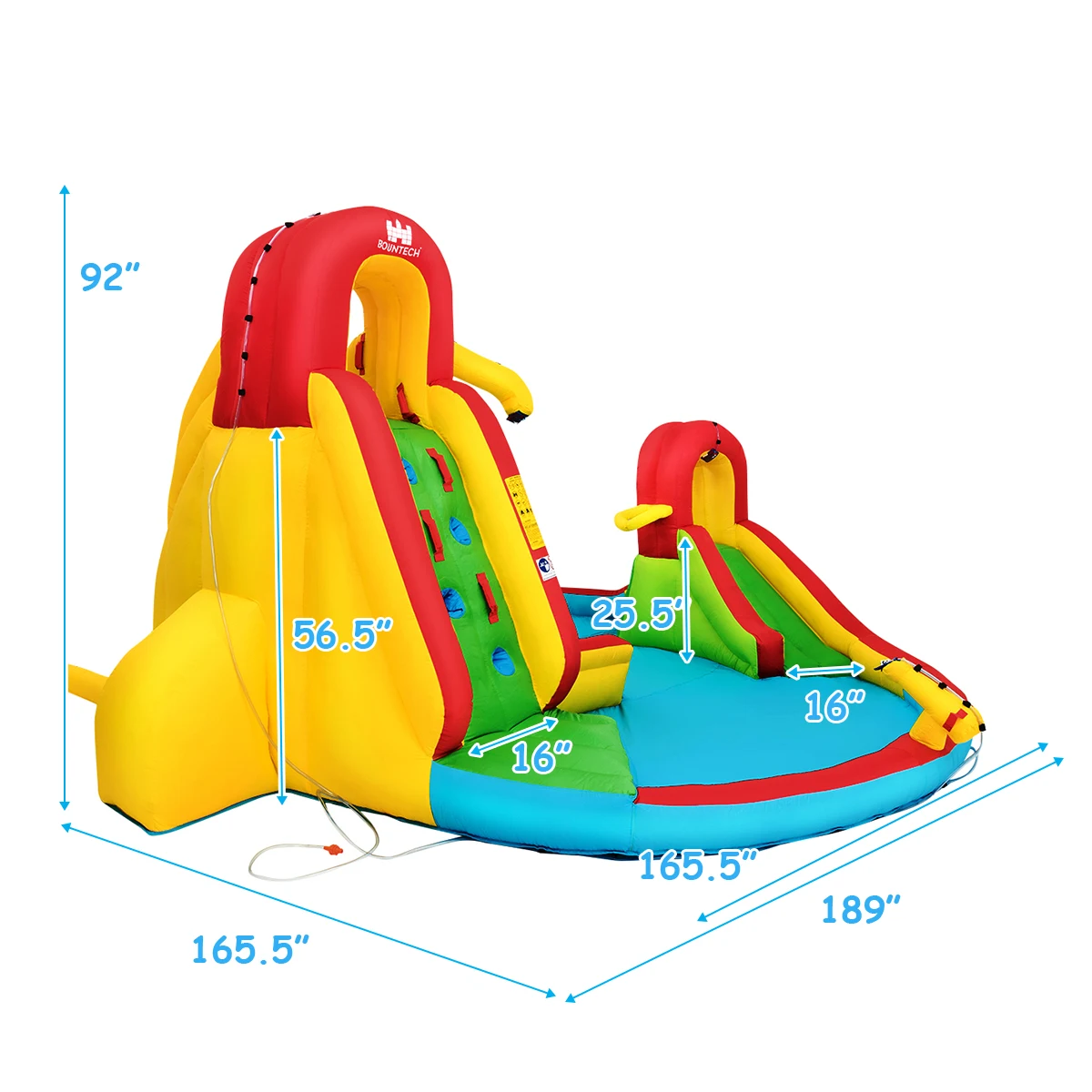 Kids Inflatable Water Slide Bounce Park Splash Pool w/Water Cannon & 680W Blower