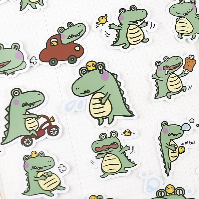 40pcs Handbook Little Crocodile Stickers Handbook Ins Wind Lovely Korean Decorative Mobile Phone Home-made Diy