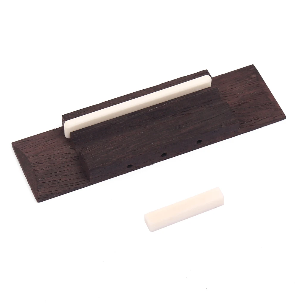 Tooyful Rosewood Bridge With Bone Saddle and Nut for 3 String CIGAR BOX Guitar Replaceable 90mm for Ukulele Parts