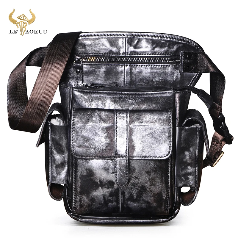 

New Top Quality Leather Design 8" Shoulder Messenger Bag Heavy Duty Belt Fanny Waist Pack Leg Thigh Bag For Men Male Pouch 913-5