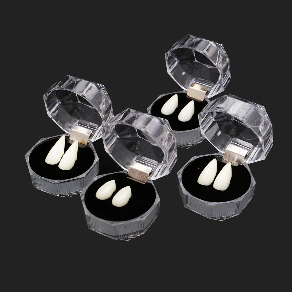 Halloween vampire teeth environmentally resin a pair 1.9 cm horror denture props with tooth gel easy mount cosplay props decor