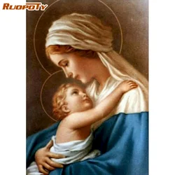 RUOPOTY Diamond Painting Religion Hot Sale Full Square Diamond Embroidery Portrait Mosaic Art Kits Virgin Mary Handmade Hobby