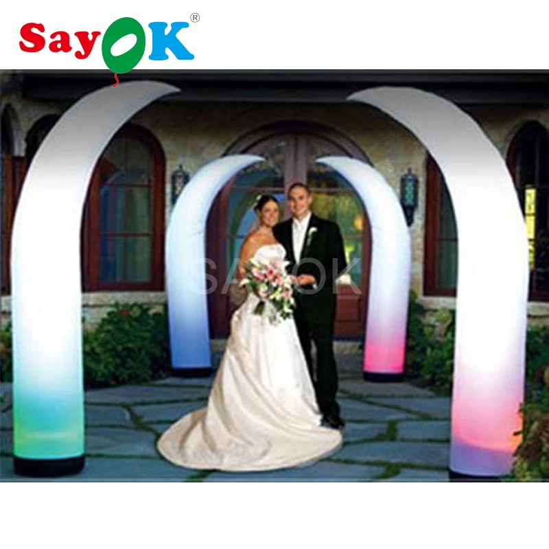 

2m/2.5m/3m Inflatable Shape Tube Wedding Decor Inflatable Standing Curved Cone Lighting Pillars for Party Stage Decoration